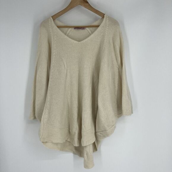 Calypso St Barth Poncho Sweater Size Medium Womens Ivory Cashmere Cape Knit - Picture 1 of 8